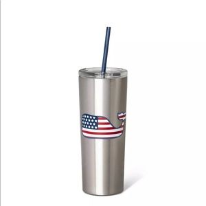 Vineyard Vines Flag Whale Drinkware - Silver